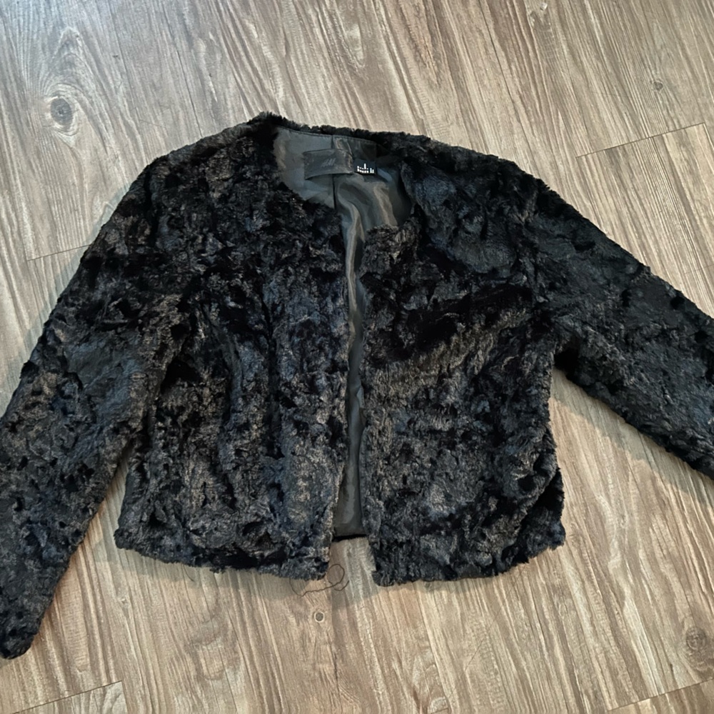 H&M Black Teddy Jacket Plush Cozy Outerwear